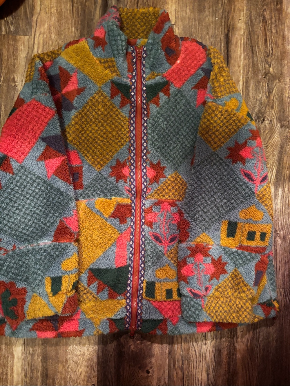 BDG Printed Fleece Zip-Up Jacket
